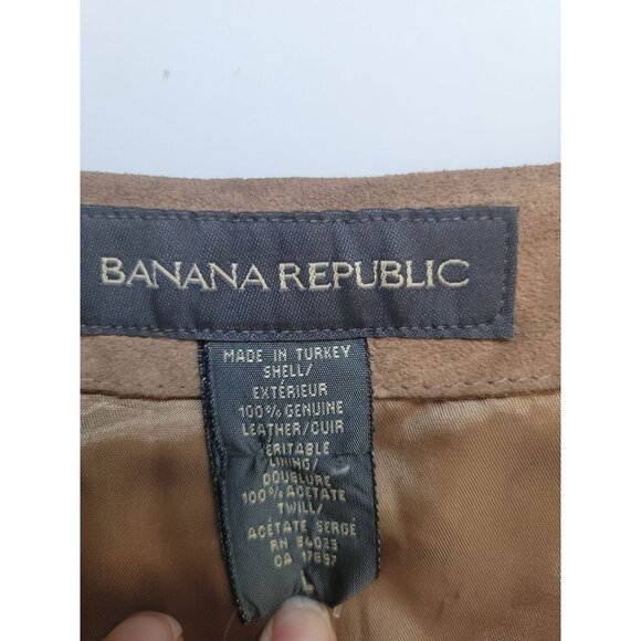New With Tag Banana Republic Genuine Suede Leather Tan Fitted Vest Size L Preppy - Picture 4 of 7